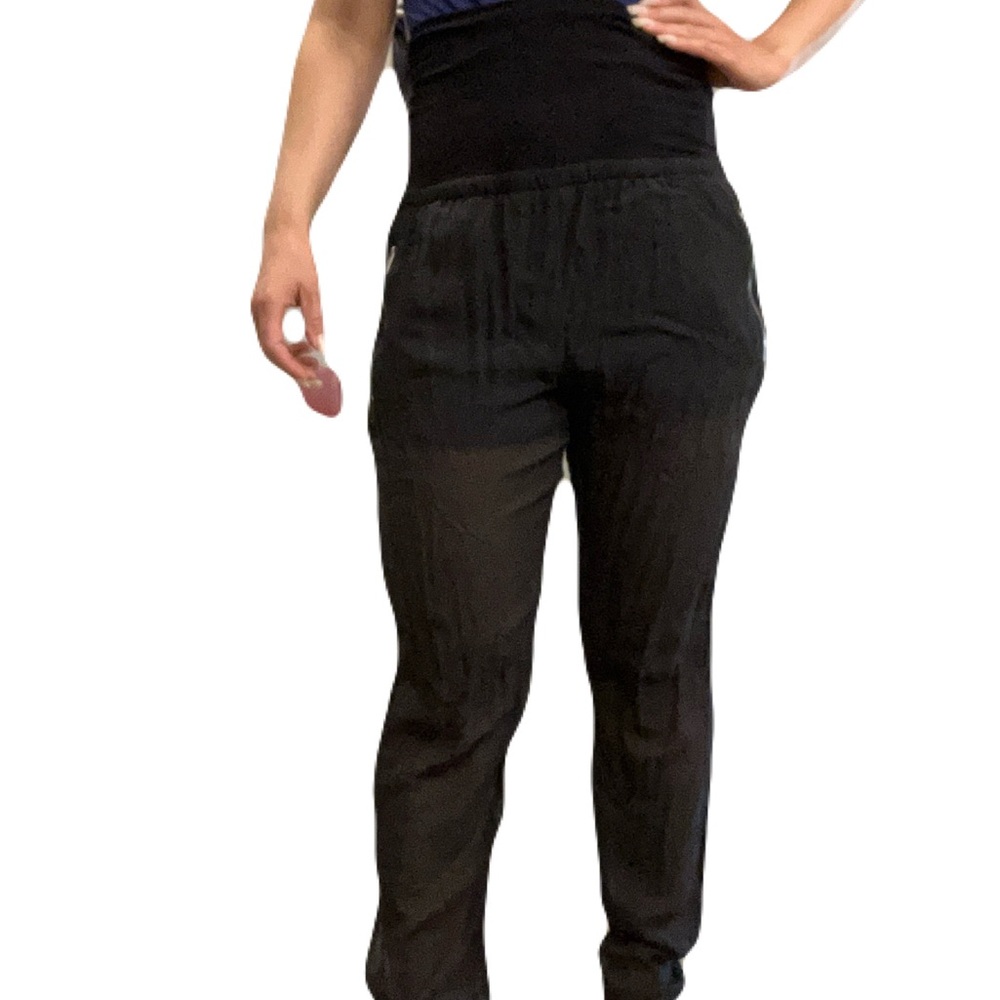 DKNY 100% Silk Black Maternity Track Pants